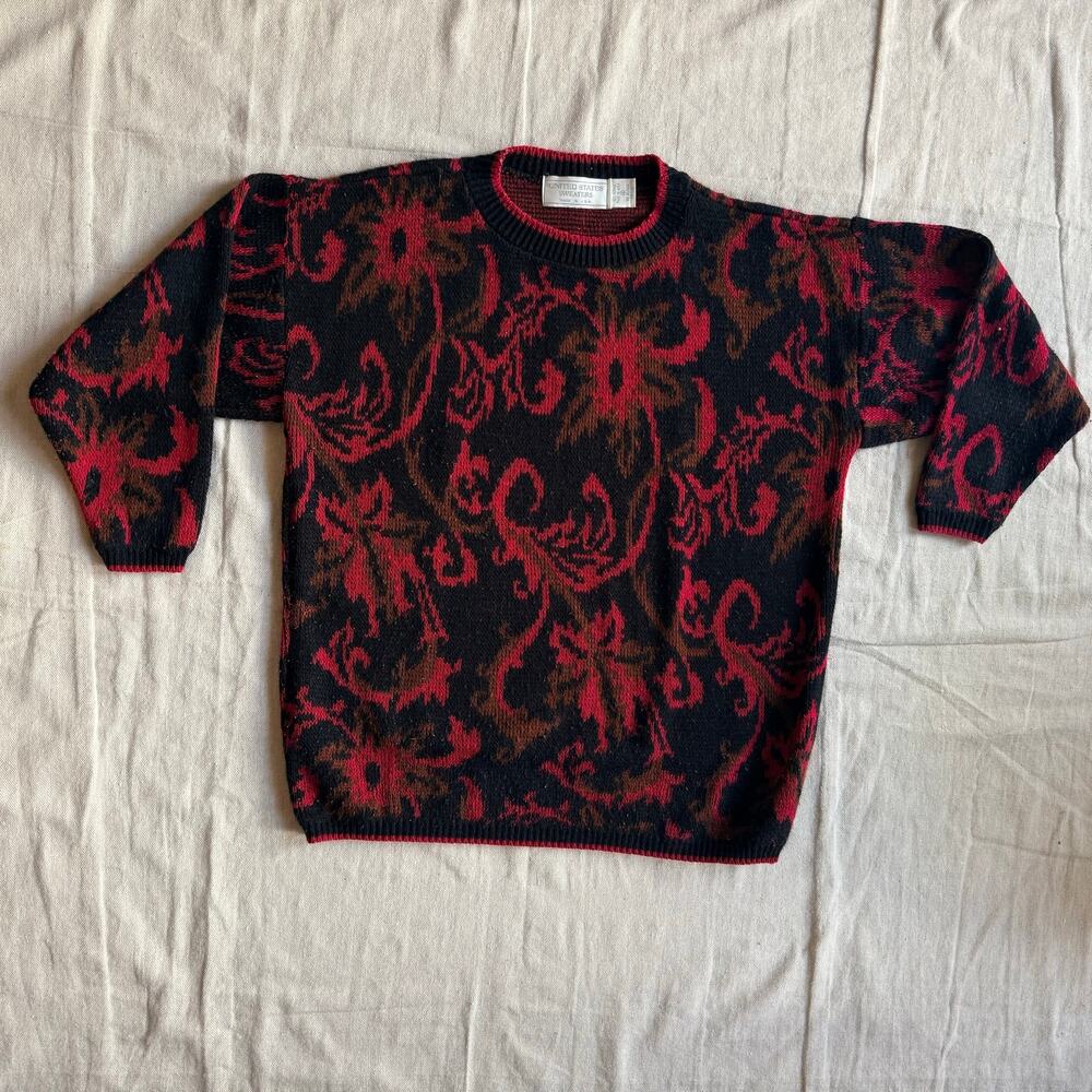 Vintage 90's Knit Sweater Men's M Pullover Made in USA United States Sweaters